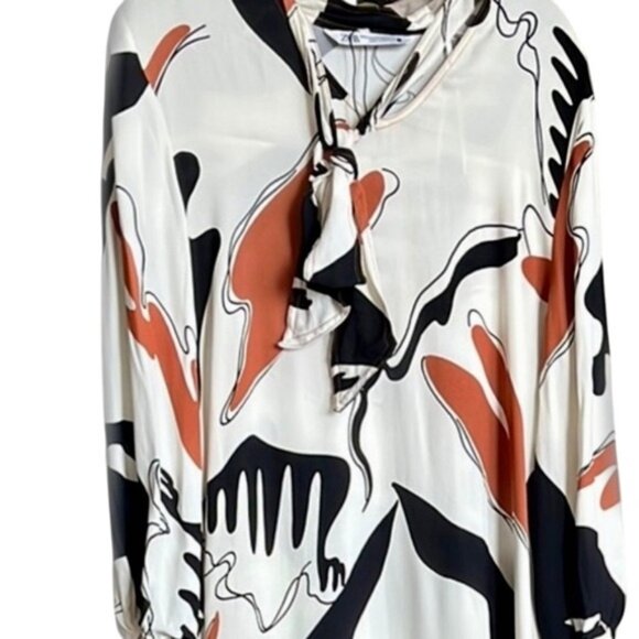 Zara multicolor abstract print oversized maxi dress size XS - Picture 3 of 4